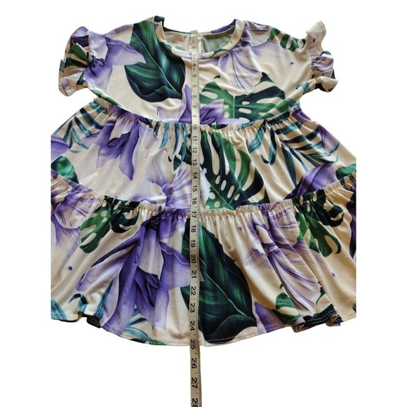 Sol RHR Top Womens Small Flutter Cuff Baby Doll Floral - Picture 7 of 9